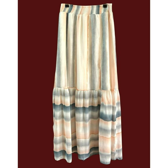 Lovestitch Women's Bohemian Pastel Watercolor Maxi Tiered Summer Skirt Small - Picture 1 of 6